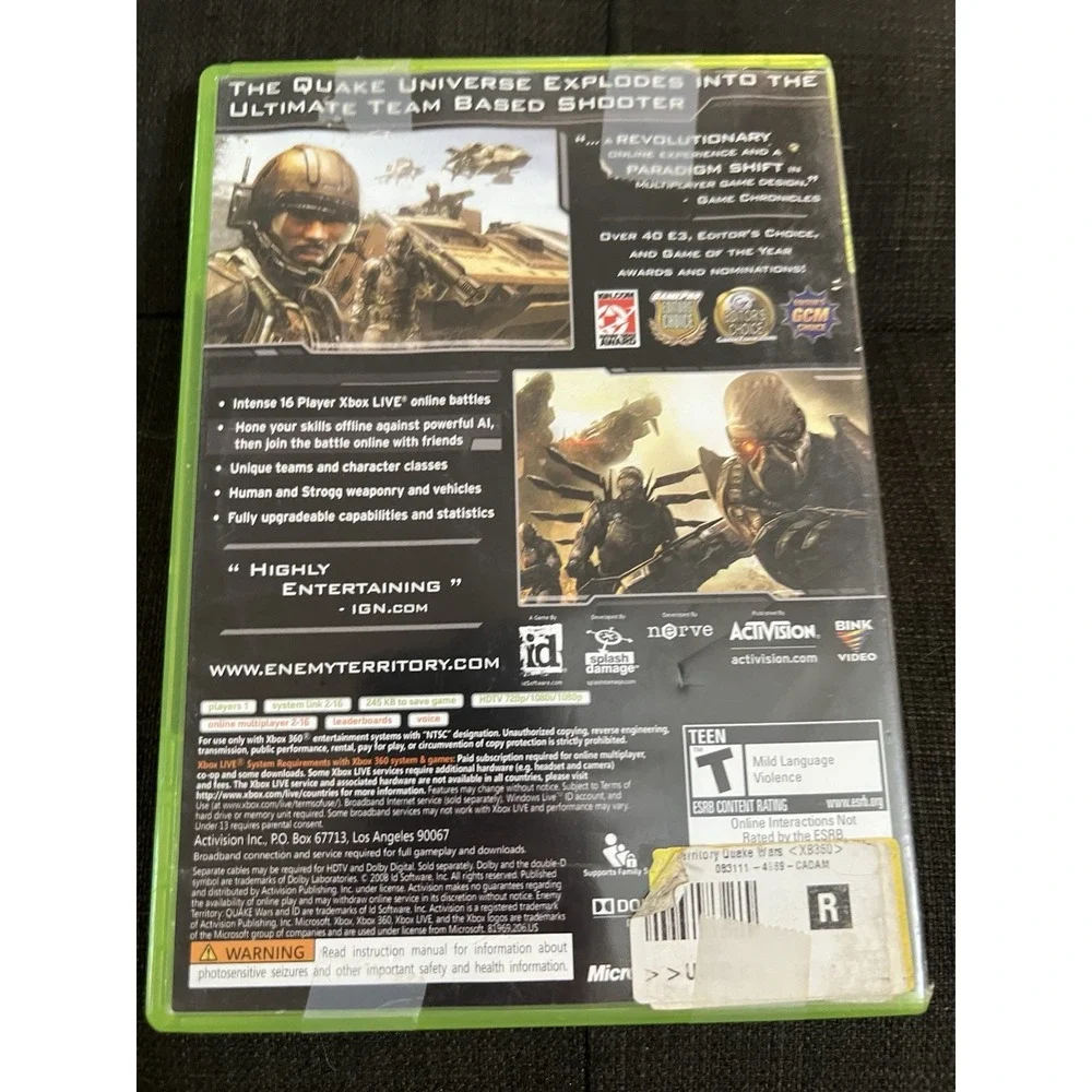 Enemy Territory: Quake Wars (Microsoft Xbox 360) CIB Complete In‎ EX Condition